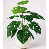 Netten Evime Yapay Çiçek Salon Bitkisi Monstera 70cm 18 Yaprak Beyaz Küre Saksıda