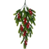 Netten Evime Yapay Çiçek Sarkan Kokina Çam Yapraklı Yılbaşı Çiçeği Red Berry 70*30cm