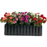 Netten Evime Yapay Çiçek Siyah Çit Balkon Saksısı Renkli Açelya Çiçekli 55*20cm