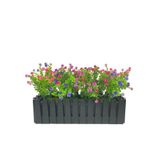 Netten Evime Yapay Çiçek Siyah Çit Balkon Saksısı Renkli Mineli Şimşir Çiçekli 55*35cm
