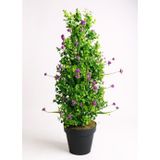 Netten Evime Yapay Çiçek Siyah Saksıda Mor Lotuslu Yeşil Şimşir Ağacı 70*30cm