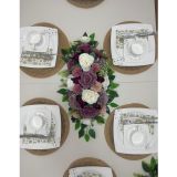 Netten Evime Yapay Çiçek Yemek Masası Çiçeği Mor Pastel Şakayık Gül Yapay Masa Çiçeği