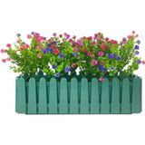 Netten Evime Yapay Çiçek Yeşil Gold Çit Balkon Saksısı Renkli Mineli Şimşir Çiçekli 55*35cm