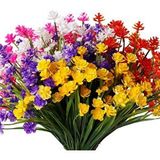 Nettenevime 6lı Set Yapay Çiçek Sazlı Lotus Karışık Renk 7 Dal Plastik 30cm Çok Renkli