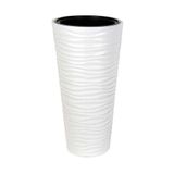nettenevime Beyaz Kumsal Vazo Dekoratif Uzun Saksı 5.5 lt 30*57cm