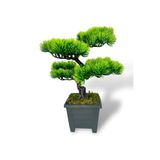 Nettenevime Bonsai Dekoratif Yapay Ağaç Yeşil Bonzai 39*25 Cm Siyah Kare Saksıda