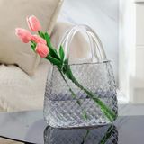 Nettenevime Çanta Vazo Cam Çiçek Vazosu Dekoratif Antrasit Vazo Büyük Boy Oval Model 1,5kg Glass Bag Vase