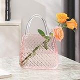 Nettenevime Çanta Vazo Cam Çiçek Vazosu Dekoratif Pembe Vazo Büyük Boy Oval Model 1,5kg Glass Bag Vase