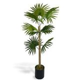 nettenevime Yapay Ağaç Fanpalm 8Yaprak 85*45cm Yelpaze Palmiye Siyah Aleminyum Saksı