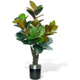 nettenevime Yapay Ağaç Kauçuk Ağacı Metal Gümüş Kemerli Saksıda Ficus Elastica Salon Çiçeği 150*90 61 Yaprak