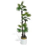 Nettenevime Yapay Ağaç Palmiye Fanpalm 3katlı 24yaprak Gold Kemerli Beyaz Saksıda 165*65cm Yeşil