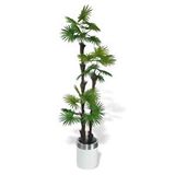 Nettenevime Yapay Ağaç Palmiye Fanpalm 3Katlı 24Yaprak Gümüş Kemerli Beyaz Saksıda 165*65Cm