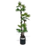 Nettenevime Yapay Ağaç Palmiye Fanpalm 3katlı 24yaprak Gümüş Kemerli Siyah Saksıda 165*65cm Yeşil