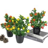 nettenevime Yapay Çiçek 3 Adet Nar Limon Ve Mandalina Ağacı Siyah Saksıda 30cm
