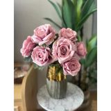 Nettenevime Yapay Çiçek 7Li Gül Demeti 40 * 30Cm 1.Kalite Büyükboy Gülkurusu Pembe