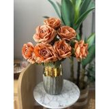 Nettenevime Yapay Çiçek 7Li Gül Demeti 40 * 30Cm 1.Kalite Büyükboy Koyu Somon