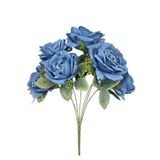 Nettenevime Yapay Çiçek 7Li Gül Demeti 40*30Cm 1.Kalite Büyükboy Mavi