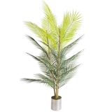 nettenevime Yapay Çiçek Areka Ağacı Palmiye Ağacı Bambu Saplı Siyah Saksılı Salon Çiçeği 27 Yaprak 115 cm