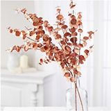 Nettenevime Yapay Çiçek Bakır Bronz Renk Okaliptus 3dallı Uzun Dal 76cm Eucalyptus Kahverengi