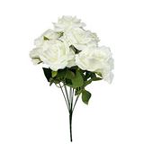 Nettenevime Yapay Çiçek Beyaz 9lu Gül Demeti Kumaş 40*25cm