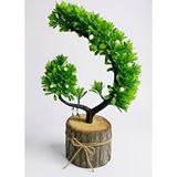 Nettenevime Yapay Çiçek Beyaz Çiçekli Bonsai Ağacı Dekoratif Kütük Saksıda Yapay Ağaç Bonzai Hilal Model