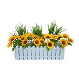 nettenevime Yapay Çiçek Beyaz Çit Balkon Saksısı Ay Çiçekli 55*20cm