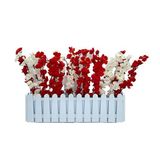 Nettenevime Yapay Çiçek Beyaz Çit Balkon Saksısı Kırmızı Beyaz Bahardalı 55 * 20cm