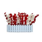 Nettenevime Yapay Çiçek Beyaz Çit Balkon Saksısı Kırmızı Beyaz Bahardalı 55*40cm Pembe