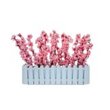 nettenevime Yapay Çiçek Beyaz Çit Balkon Saksısı Pembe Bahardalı 55*20cm