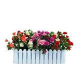 nettenevime Yapay Çiçek Beyaz Çit Balkon Saksısı Renkli Açelya Çiçekli 55*20cm