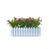 Nettenevime Yapay Çiçek Beyaz Çit Balkon Saksısı Renkli Mineli Şimşir Çiçekli 55*35cm Çok Renkli