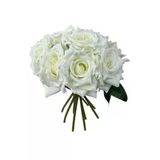 Nettenevime Yapay Çiçek Beyaz Gül 10Lu Demet Gelin Çiçeği Buketi Masa Üstü Vazo Çiçeği 25Cm