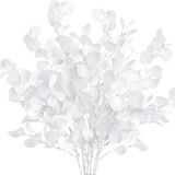 nettenevime Yapay Çiçek Beyaz Okaliptus Tek Dal Kumaş Yapraklı Uzun Dal 80cm Eucalyptus