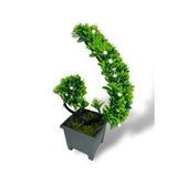 Nettenevime Yapay Çiçek Bonsai Ağacı Beyaz Eğik Model Dekoratif Yapay Ağaç Bonzai 30*22 Cm Siyah Kare Saksıda
