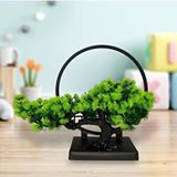 Nettenevime Yapay Çiçek Bonsai Ağacı Çemberli Model Dekoratif Yapay Ağaç Bonzai Yapay Ağaç Masa Ofis Hediyelik Yeşil
