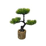 Nettenevime Yapay Çiçek Bonsai Ağacı Kütük Saksıda 3katlı Dekoratif Yapay Ağaç Bonzai 30*25cm Yeşil