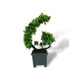 Nettenevime Yapay Çiçek Bonsai Ağacı Mor Eğik Model Dekoratif Yapay Ağaç Bonzai 30*22 Cm Siyah Kare Saksıda
