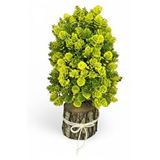 Nettenevime Yapay Çiçek Bonsai Ağacı Sarı Kozalaklı Kütük Saksıda Dekoratif Yapay Ağaç Bonzai 30*15 Cm
