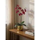 Nettenevime Yapay Çiçek Bordo Islak Orkide Gold Metal Saksıda Saksıda Orkide 50cm