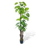 Nettenevime Yapay Çiçek Difenbahya Sarı Yeşil 3katlı 190cm 54yaprak Siyah Plastik Saksıda Yapay Bitki