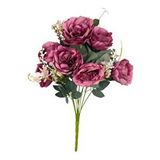 Nettenevime Yapay Çiçek Fuşya 10dallı Katmerli Gelincik Karışık Aranjman Demeti 45*25cm Pembe