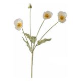 Nettenevime Yapay Çiçek Gelincik Çiçeği Beyaz Renk 3 Çiçek 1 Tomurcuk 59cm