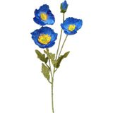 Nettenevime Yapay Çiçek Gelincik Çiçeği Mavi Koyu Renk 3 Çiçek 1 Tomurcuk 59cm