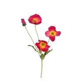 Nettenevime Yapay Çiçek Gelincik Çiçeği Pembe Koyu Renk 3 Çiçek 1 Tomurcuk 59cm