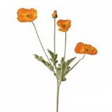 Nettenevime Yapay Çiçek Gelincik Çiçeği Turuncu Renk 3 Çiçek 1 Tomurcuk 59cm