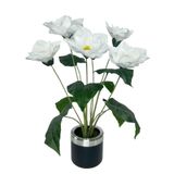Nettenevime Yapay Çiçek Islak Manolya Çiçeği 6 Çiçekli 65Cm Gümüş Halkalı Galvaniz Vazoda Salon Çiçeği