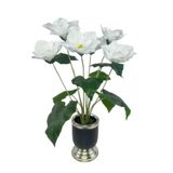 Nettenevime Yapay Çiçek Islak Manolya Çiçeği 6 Çiçekli 65Cm Gümüş Siyah Darbuka Galvaniz Vazoda Salon Çiçeği