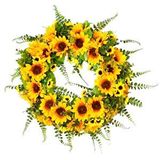 Nettenevime Yapay Çiçek Kapı Süsü Ay Çiçeği Ve Kuşkonmaz Sunflower Yılbaşı Kapı Çelengi Renksiz