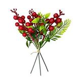 Nettenevime Yapay Çiçek Kokina 3 Dal Lı Demet 20*15cm Yılbaşı Çiçeği Red Berry Kırmızı