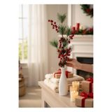 Nettenevime Yapay Çiçek Kokina ve Çam Dalı Uzun Dal Kozalaklı 75cm Yılbaşı Çiçeği Red Berry